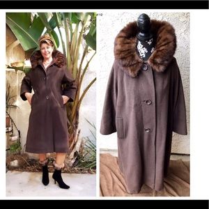 VTG 50s B Altman Brown Cashmere Mink swing Coat